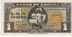 España ESP-P-122 (Guerra437), 1 Pta., 4-Sept.-1940, Serie "A8728831", 4-Sept.-1940, Look Scand, XF