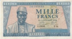 Guinea GUI-P-9, 1.000 Fcos., Nº.- 112930, 2-10-1958, Look Scand, Very Fine