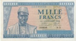 Guinea GUI-P-9, 1.000 Fcos., Nº.- 189698, 2-10-1958, Look Scand, XF
