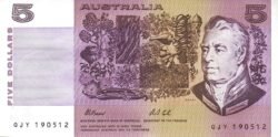 Australia ATL-P-44g, 5 $, 1991, sig: Fraser & Cole, UNC