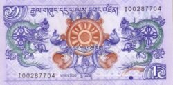 Bhután BHT-P-27a, 1 Ngultrum, 2006, UNC