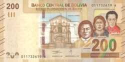 Bolivia BOL-P-W252(2-1), 200 Bolivianos, L-901/1986, Serie A,UNC