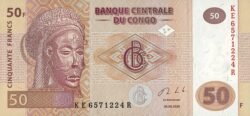 Congo Democrático Rep. CDR-P-97c(20), 50 Francos, 30-6-2020, G&D, UNC