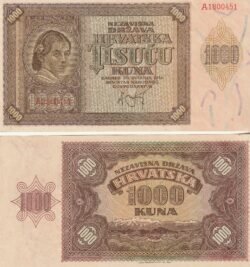 Croacia CRO-4, 1.000 Kuna, 1941, UNC