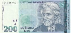 Lithuania LTH-P-63, 200 Litu, 1997, Nº AE1956762, Look Scand, XF+/aUNC