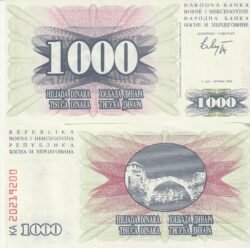 Bosnia & Herzegovina BOS-P-15, 1.000 Dinara, 1992, UNC