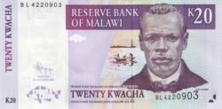 Malawi MLW-P-52d, 20 Kwacha, 2009, UNC