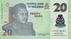 Nigeria NIG-P-34a(1), 20 Naira, 2006, Polímero, UNC