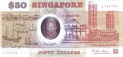 Singapur SGP-P-30, 50$, 1990, Serie A, Polímero, UNC