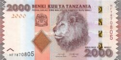 Tanzania TZN-P-42c, 2.000 Schillings, 2020, León, UNC