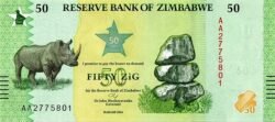 Zimbabwe ZMB-P-W117, 50 Zig, 2026, Rinoceronte, UNC