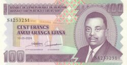 Burundi BRD-P-44c, 100 Fcos., 10-Mayo-2024, UNC