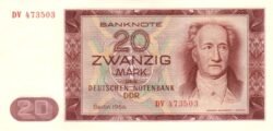 Alemania Democrática GDR-P-24, 20 Mark, 1964, UNC