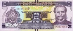 Honduras HON-P-97c(19), 2 Lempiras, 20-Junio-2019, Printer  Oberthur Fiduciaire, France, UNC
