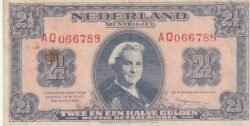 Holanda- NET-P-71, 2,50 Gulden, 1945, Look Scand, Nº  AQ066788, VF+