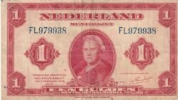 Holanda- NET-P-64, 1 Gulden, 1943, Nº FL979938, Look Scand, VF