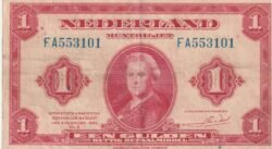 Holanda- NET-P-64, 1 Gulden, 1943, Nº FA553101, Look Scand, VF++