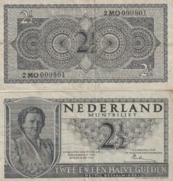 Holanda- NET-P-73, 2,50 Gulden, 1945, Look Scand, VF+
