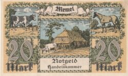 Alemania GER-P-6, Memel, 20 Mark, 1922, Look Scand, Very Fine