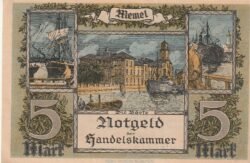 Alemania GER-P-4, Memel, 5 Mark, 1922, Look Scand, aUNC