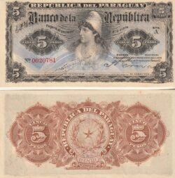 Paraguay PAR-P-156(1), 5 Pesos, 1907, UNC