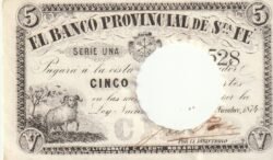 Argentina-ARG-P-S798, 5 Ctvos., 1874, Cancelado/Inutilizado, Look Scand, UNC