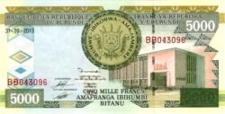 Burundi BRD-P-48c, 5.000 Fcos., 31-Diciembre-2013, UNC