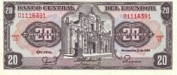 Ecuador ECU-P-121Aa(88-1), 20 Sucres, 22-Noviembre-1988, Serie LQ, UNC