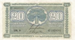 Finlandia FIN-P-78a(8), 20 Markkaa, 1945, UNC