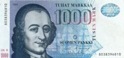Finlandia FIN-P-121(8), 1.000 Markkaa, 1986, Nº 8027013793, Look Scand, UNC