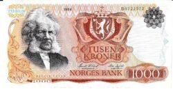Noruega, NOR P-40c, 1.000 Kroner, 1986, Nº D5722572 Look Scand, XF+