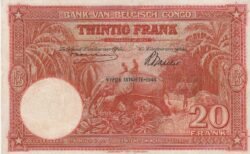 Congo Belga BCN-P-15D, 20 Fcos., 10-Mayo-1944, Nº.- L092941, Look Scand, XF