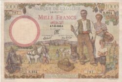 Argelia ALG-P-89, 1.000 Fcos, Nº.-16591787, Look Scand, 7-Octubre-1942, VF+