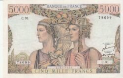 Francia FRA-P-131a, 5.000 Fcos., Nº.- 075278699, 3-Noviembre-1942, Look Scand, UNC