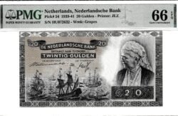 Holanda- NET-P-54, 20 Gulden, 1939-41, PMG-66, Look Scand, UNC