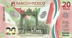 México MEX-P-W132(4), 20 Pesos, 6-Enero-2021, Sig.: Irene Espinosa Cantellano & Alejandro Alegre Rabiela, Polímero, Bicentenario Independencia Nacional, UNC
