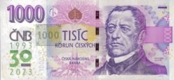 Chequia CZQ-P-W31, 1.000 Korum, 30 Aniv of Bank Central (1993-2023), UNC