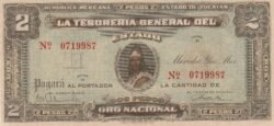 México MEX-P-S1136, 2 Pesos, 1916, Nº 0719987, Look Scand, UNC
