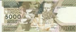 Portugal PTG-P-184a(2), 5.000 Escudos, Nº 11G6325806, Look Scand, XF+