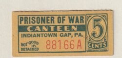 Estados Unidos USA, Vale de cantina de prisioneros de guerra, Indiantown Gap, P.A. 5 Ctmos.