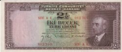 Turquia TUQ-P-140, 2,50 Pounds, 1947, Nº A6-062360, Look Scand, aUNC