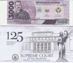 ilipinas, PHI-P-W242, 3.000, 3.000 Piso, 	 125th anniversary of Supreme Court (1901-2026), Folder, UNC