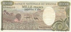 Ruanda RWD-P-14Spec, 1.000 Fcos., 1978, Nº A000000, Look Scand, aUNC