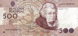 Portugal PTG-P-180b(2), 500 Escudos, 4-Agosto-1988, Mouzinho de Silveira, UNC