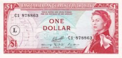Estados Caribe ECS-P-13 L, 1$, ND-1965, Nº C1-397800, Saint Lucia, Look Scand, aUNC