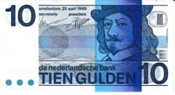 Holanda- NET-P-91b, 10 Gulden, 25-Abril-1968, Look Scand, XF+