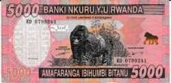Ruanda RWD-P-41, 5.000 Fcos, 1-Diciembre-2014, Orangután, Look Scand, XF
