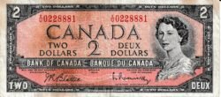 Canada CAN-P-76b, 2$, 1954, Look Scand, Very Fine