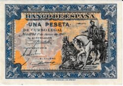 España ESP-P-121, 1 Pta., 1943, Nº 1022642, Sin Serie, 1-Junio-1940, Look Scand, aUNC