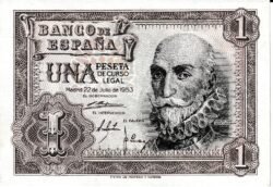 España ESP-P-144, 1 Pta., Nº 0037033, Sin Serie, 22-Julio-1953, Look Scand, UNC